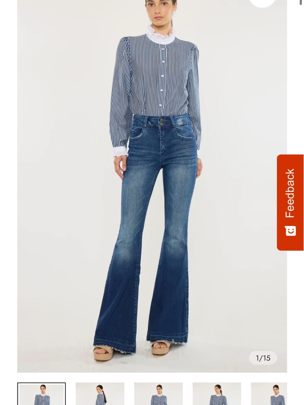 KanCan Dark Blue High-Rise Flare Jeans